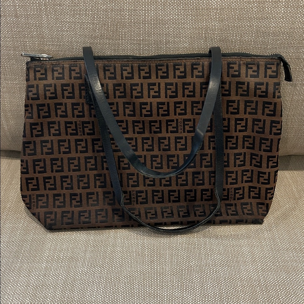 Vintage Fendi Monogram Shoulder Bag Purse, 8”x12”